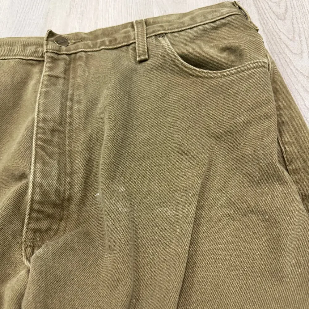 Vintage Carhartt Flannel Lined Pants Men's 42x30 Olive Denim Workwear B162-BRK